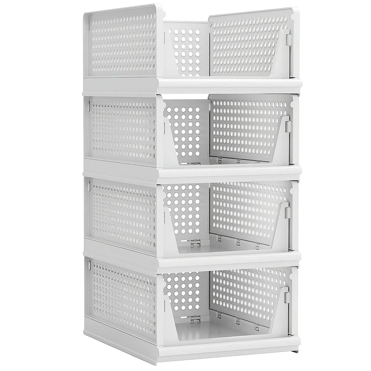 4-Packs: Plastic Storage Box Closet Organizer Foldable Storage with Slide Rail Push-Pull DailySale