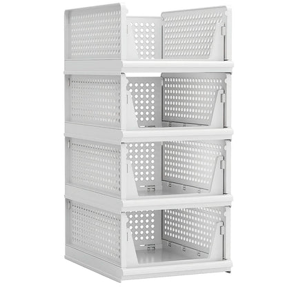 4-Packs: Plastic Storage Box Closet Organizer Foldable Storage with Slide Rail Push-Pull DailySale