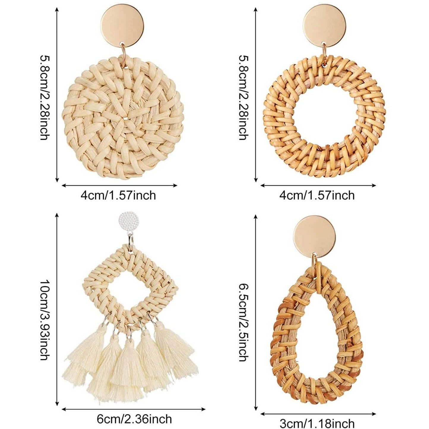 4-Pairs: Women's Rattan Earrings DailySale