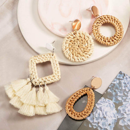 4-Pairs: Women's Rattan Earrings DailySale