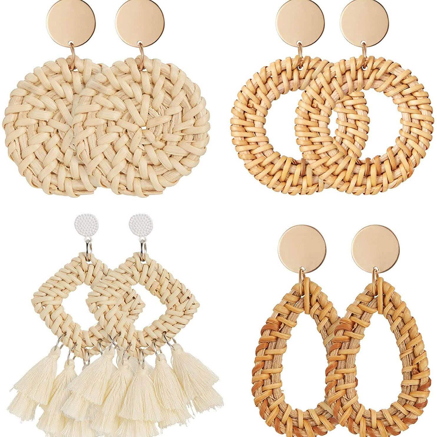 4-Pairs: Women's Rattan Earrings DailySale