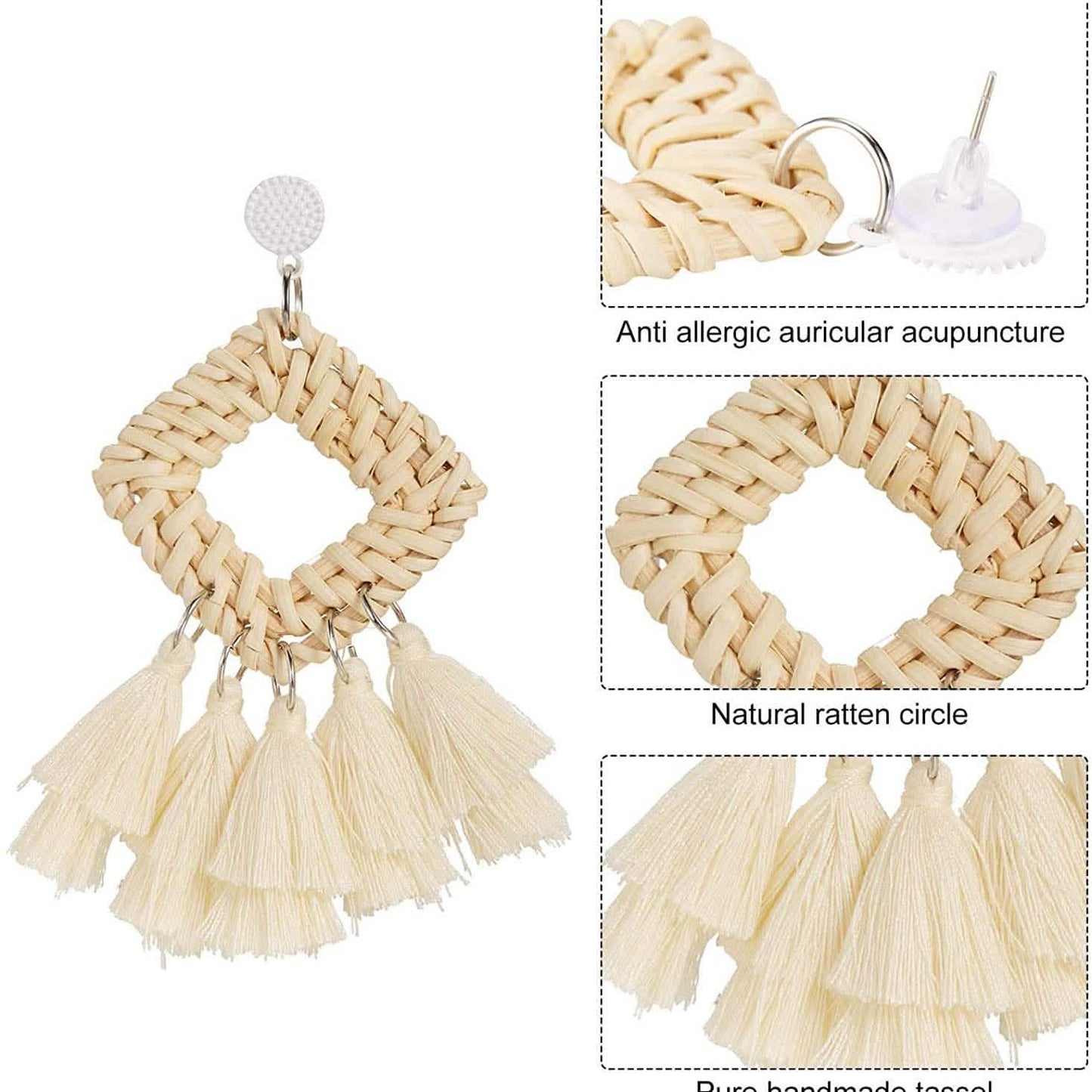 4-Pairs: Women's Rattan Earrings DailySale