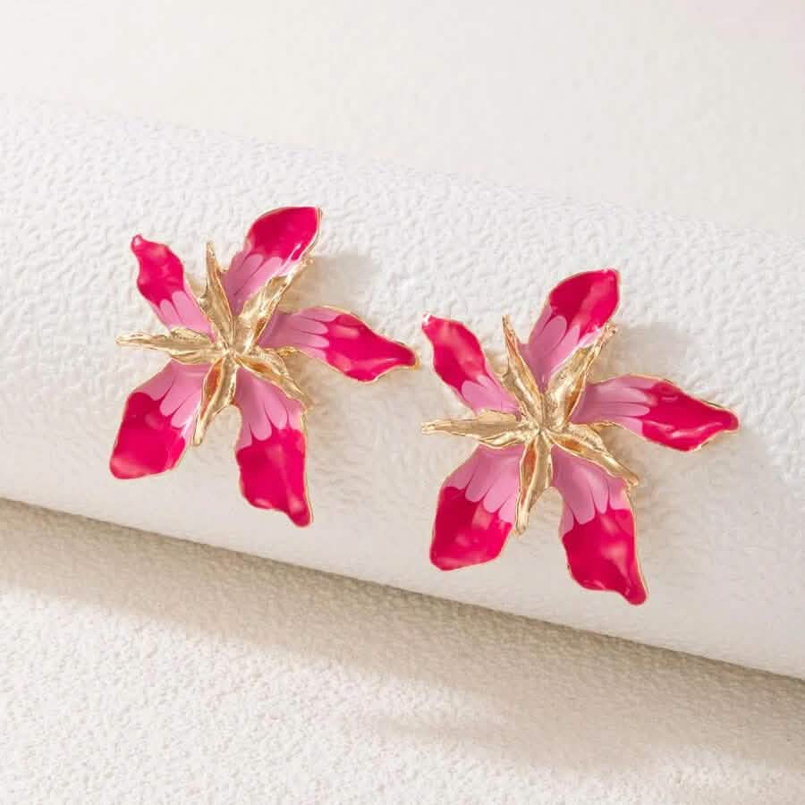 4-Pairs: Women's Textured Metal Flower Design Stud Earrings DailySale