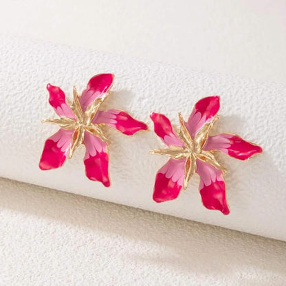 4-Pairs: Women's Textured Metal Flower Design Stud Earrings DailySale