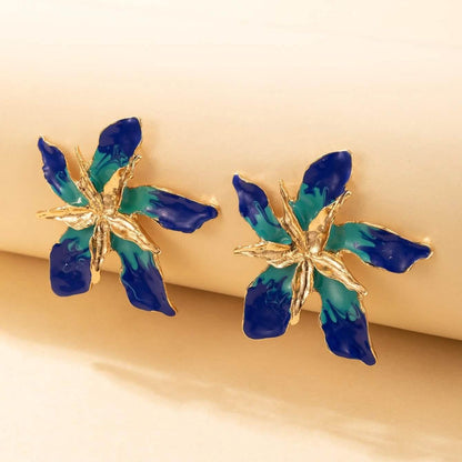 4-Pairs: Women's Textured Metal Flower Design Stud Earrings DailySale