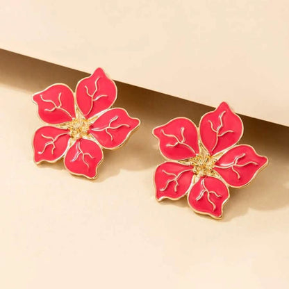 4-Pairs: Women's Textured Metal Flower Design Stud Earrings DailySale