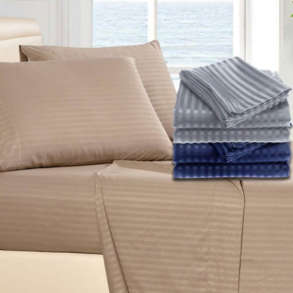 4-Piece: 1800 Series Brushed Microfiber Dobby Striped Sheet Set DailySale