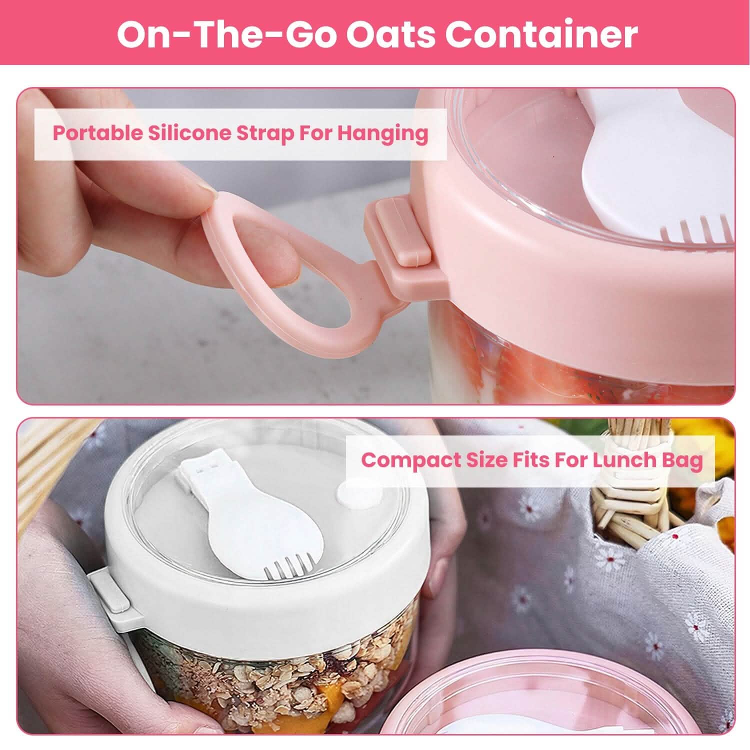 4-Piece: 20 Oz Oat Containers with Lids and Folding Spoons DailySale