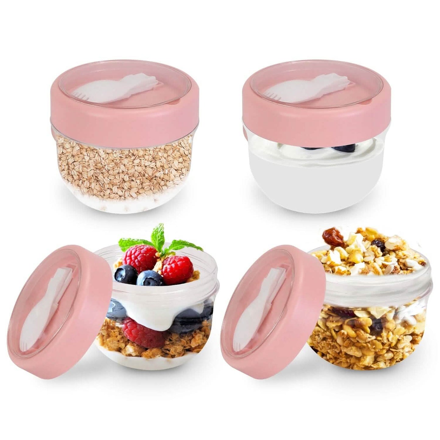 4-Piece: 20 Oz Oat Containers with Lids and Folding Spoons DailySale