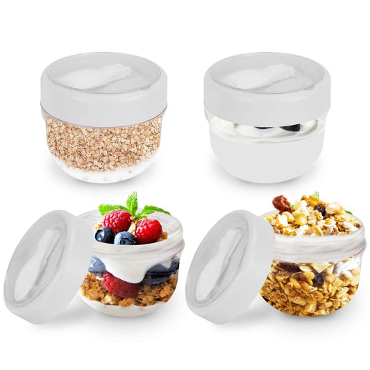 4-Piece: 20 Oz Oat Containers with Lids and Folding Spoons DailySale