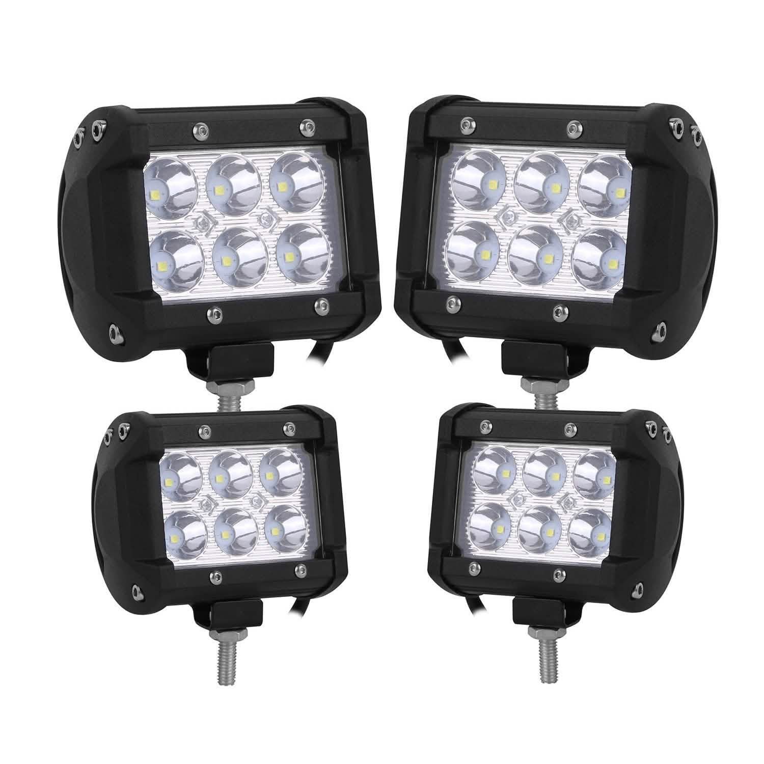 4-Piece: 4” 18W Dual Row LED Spot Light Pod DailySale