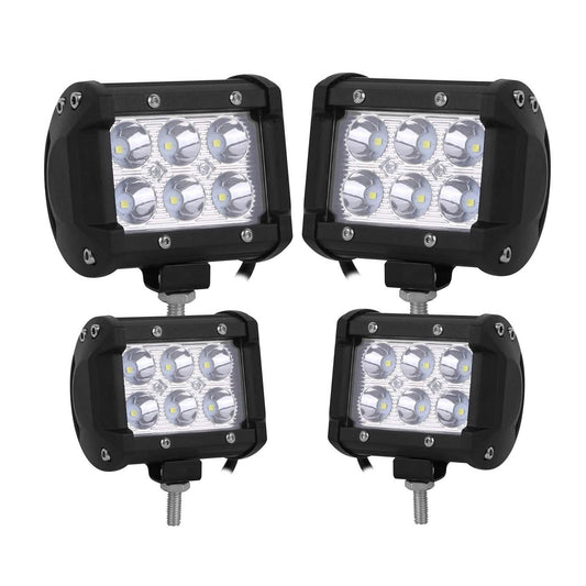 4-Piece: 4” 18W Dual Row LED Spot Light Pod DailySale