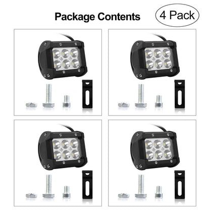 4-Piece: 4” 18W Dual Row LED Spot Light Pod DailySale