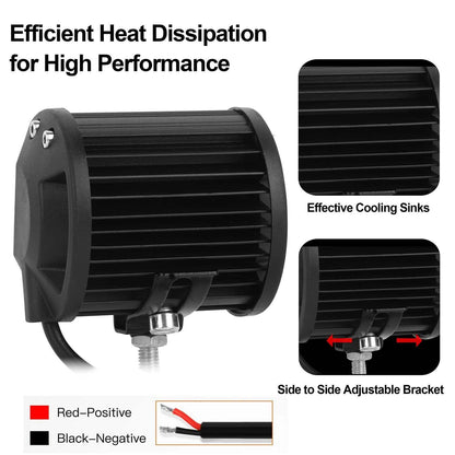 4-Piece: 4” 18W Dual Row LED Spot Light Pod DailySale