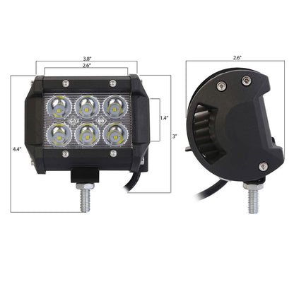 4-Piece: 4” 18W Dual Row LED Spot Light Pod DailySale