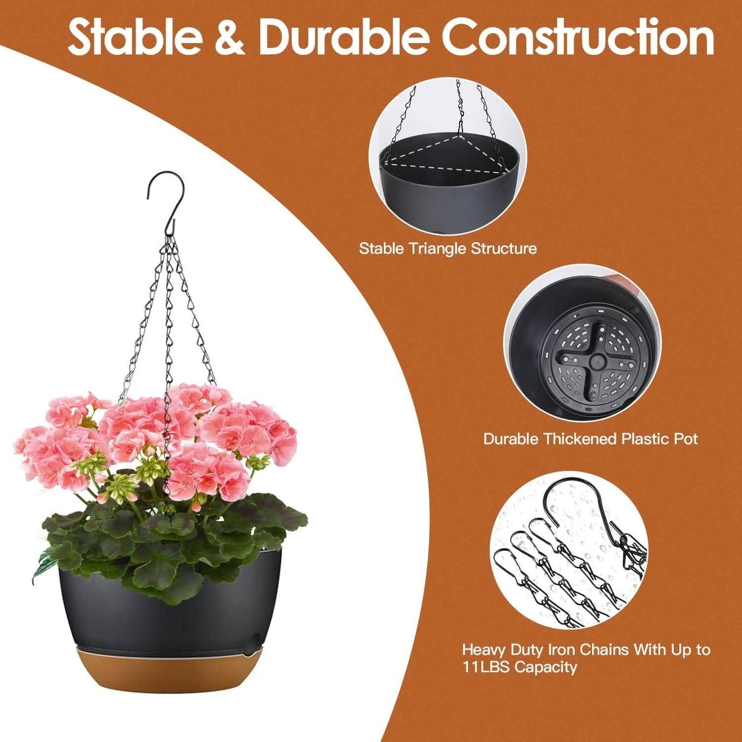 4-Piece: 9.64" Diameter Hanging Planter with Drainage Holes DailySale