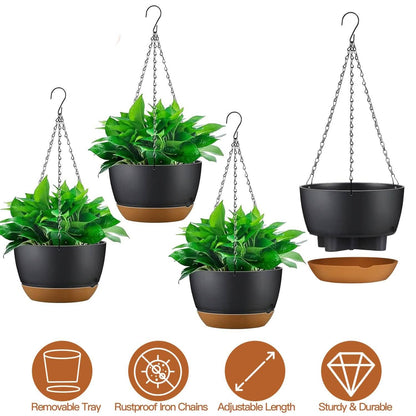 4-Piece: 9.64" Diameter Hanging Planter with Drainage Holes DailySale