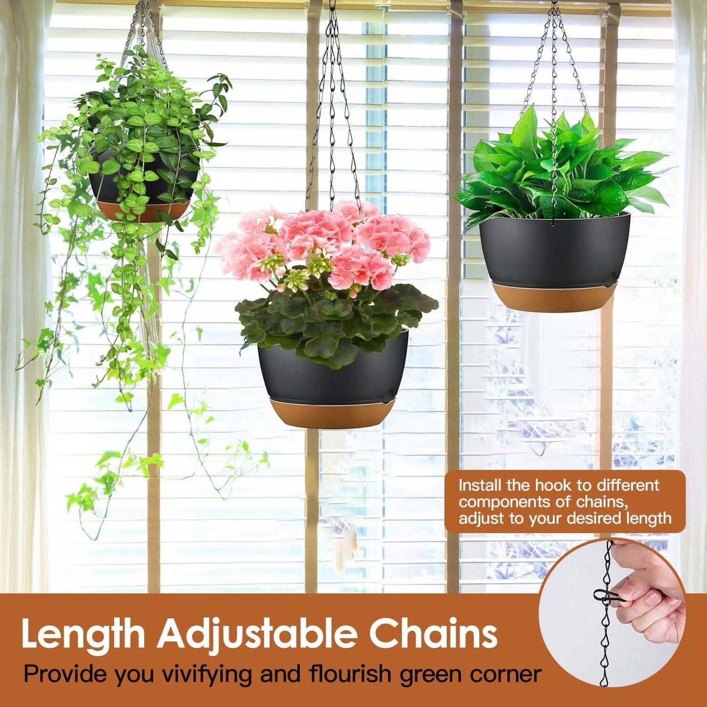 4-Piece: 9.64" Diameter Hanging Planter with Drainage Holes DailySale