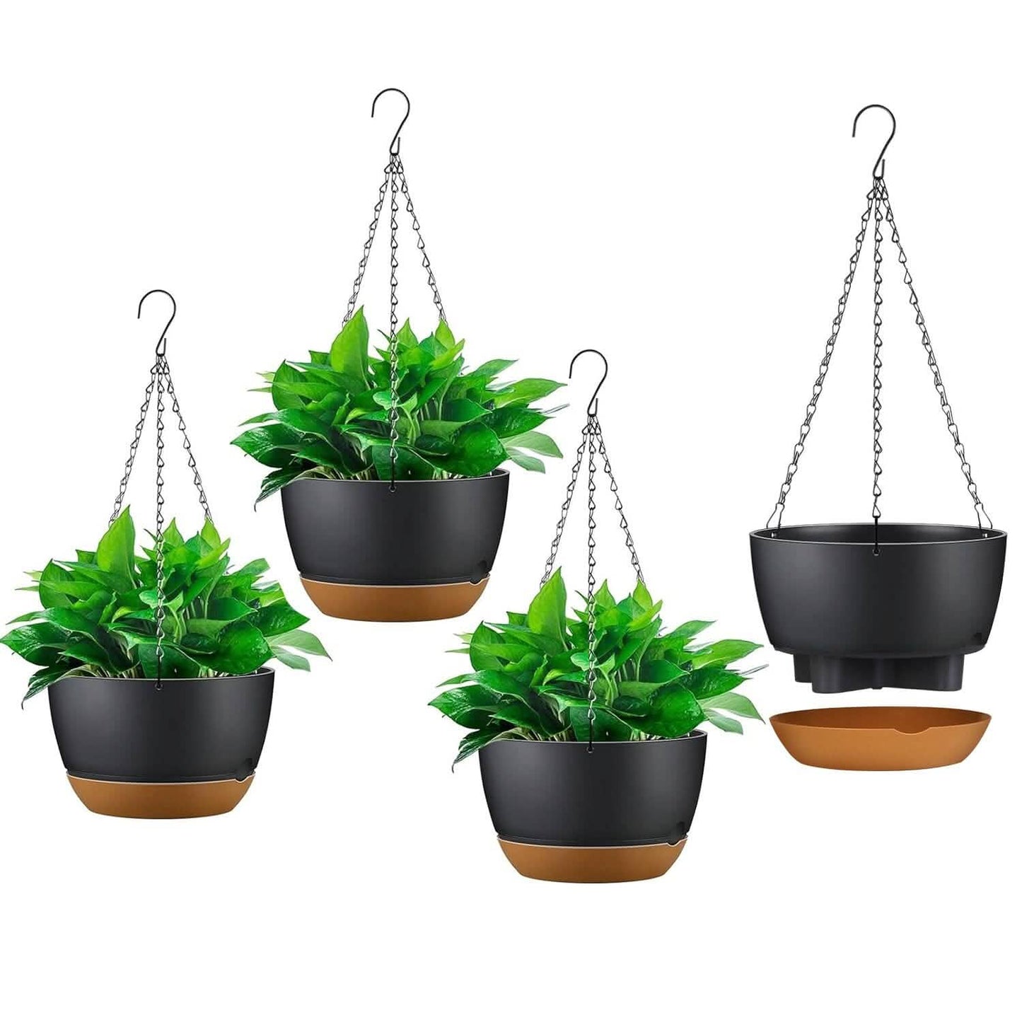 4-Piece: 9.64" Diameter Hanging Planter with Drainage Holes DailySale