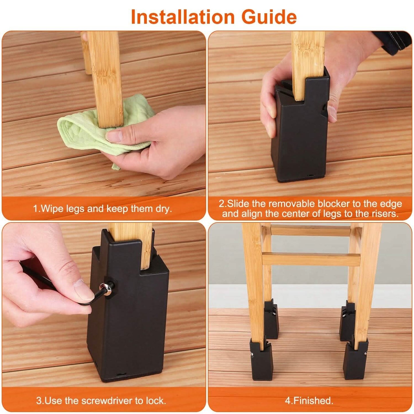 4-Piece: Adjustable Bed Riser with Screw Clamp DailySale