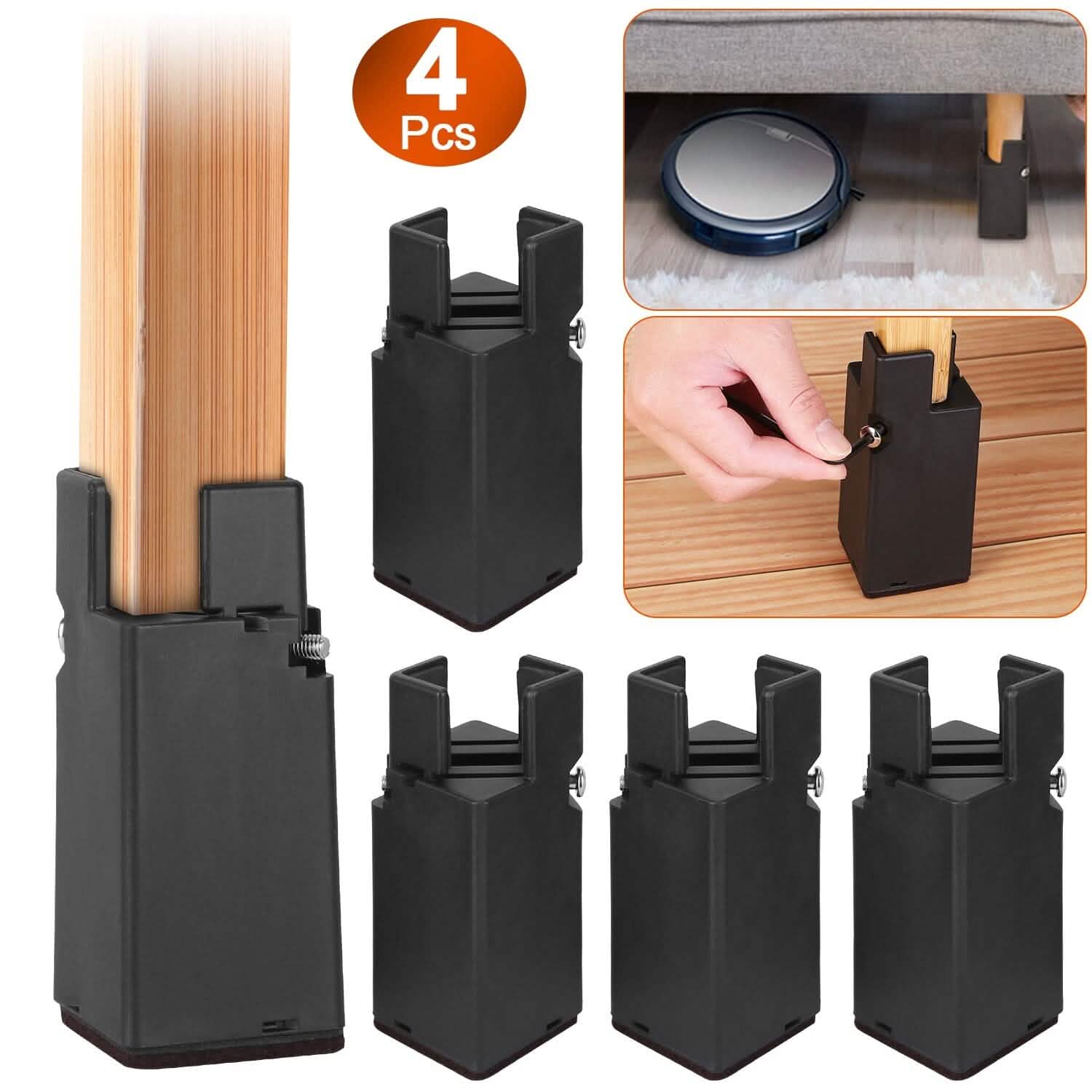 4-Piece: Adjustable Bed Riser with Screw Clamp DailySale