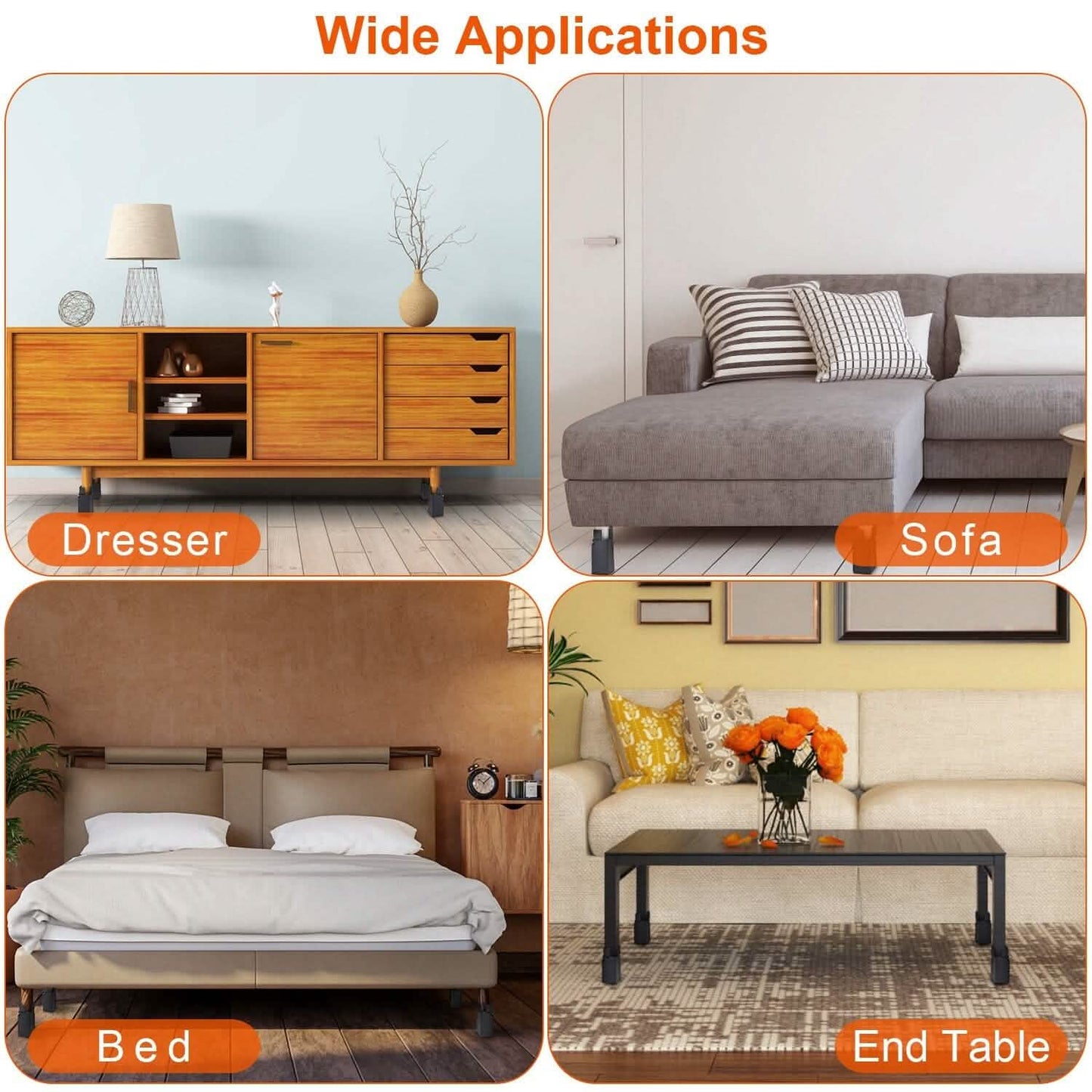 4-Piece: Adjustable Bed Riser with Screw Clamp DailySale