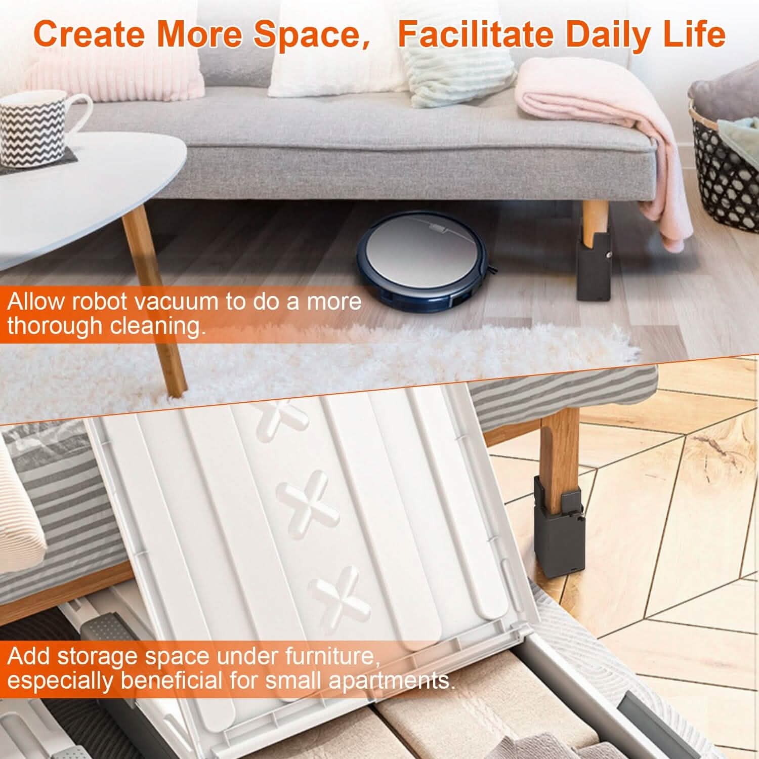4-Piece: Adjustable Bed Riser with Screw Clamp DailySale