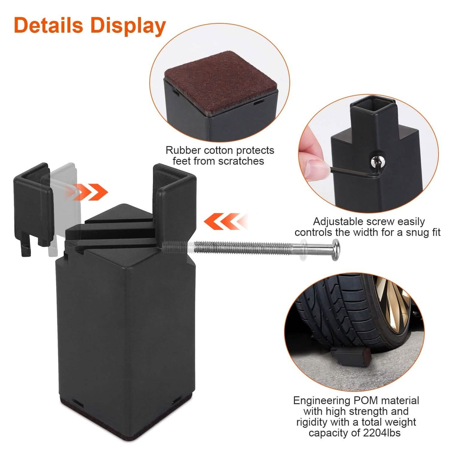 4-Piece: Adjustable Bed Riser with Screw Clamp DailySale
