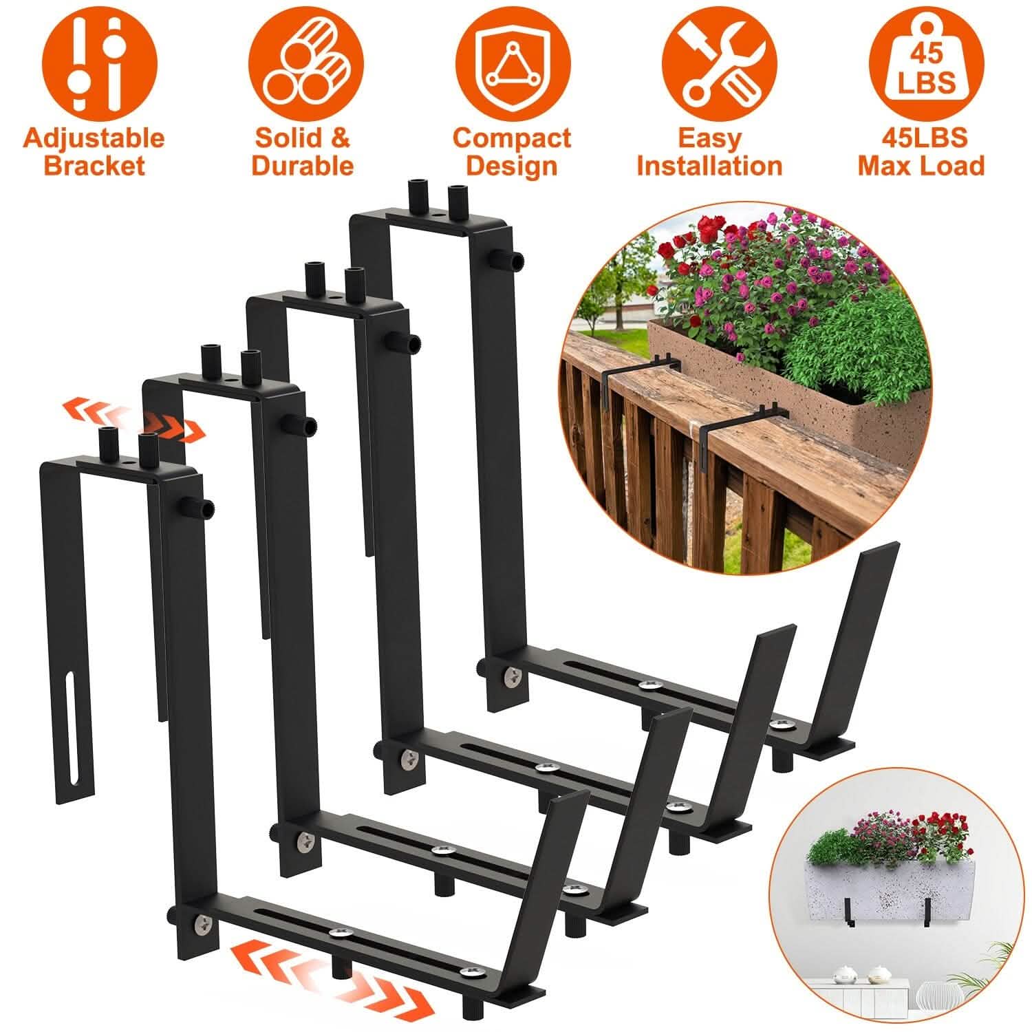 4-Piece: Adjustable Planter Box Brackets DailySale