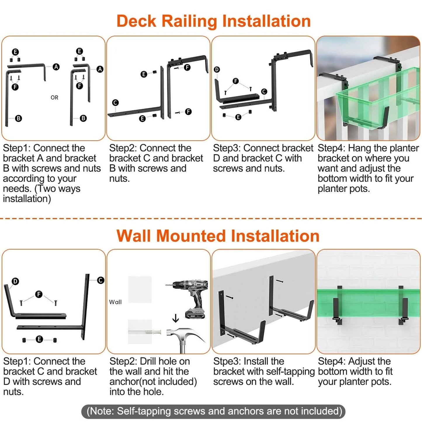 4-Piece: Adjustable Planter Box Brackets DailySale