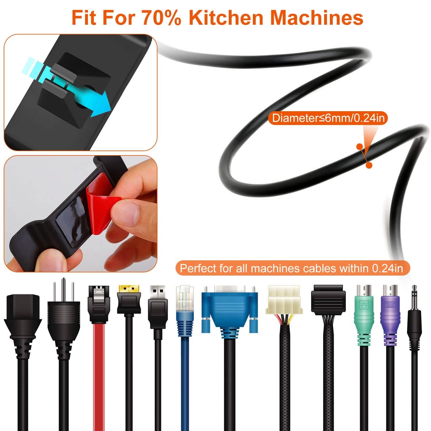 4-Piece: Cord Organizers Self-Adhesive Appliances Cord Holder DailySale