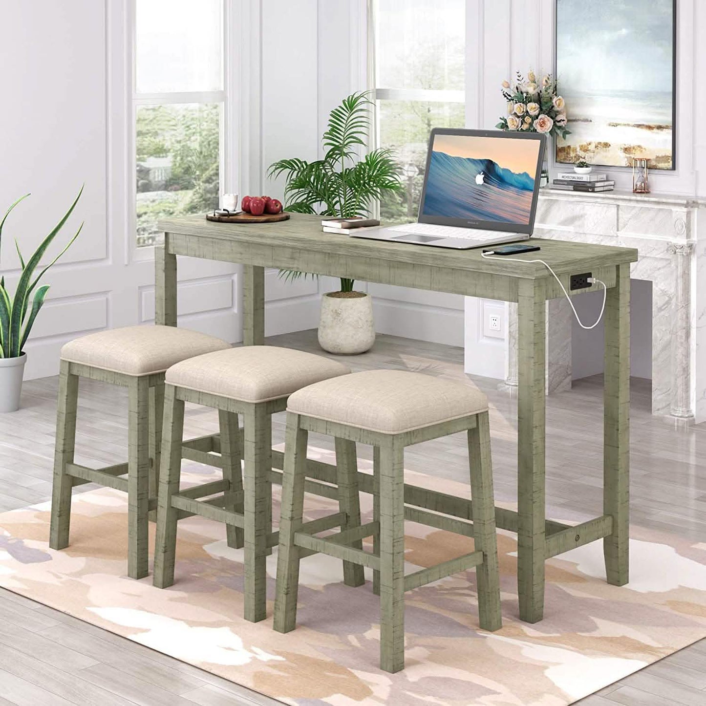 4-Piece: Counter Height Bar Table Set DailySale