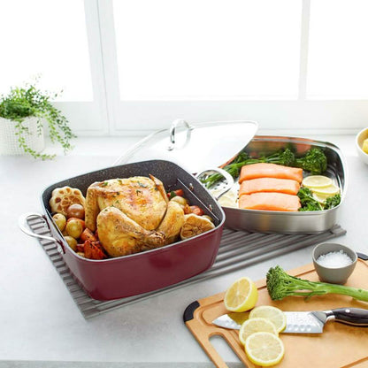 4-Piece: Curtis Stone Dura-Pan Chef Square Saute Set (Refurbished) DailySale