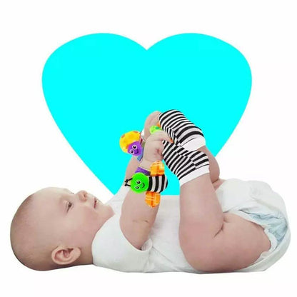 4-Piece: Cute Animal Soft Baby Socks Toys Wrist Rattles Set DailySale
