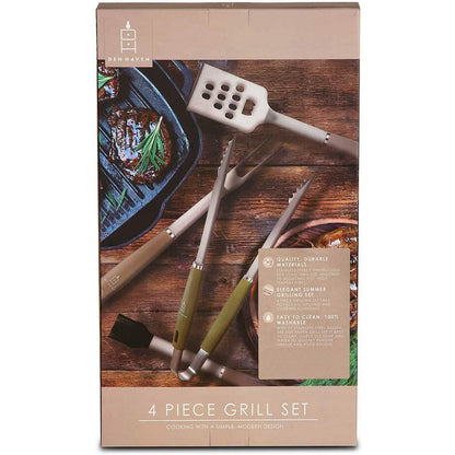 4-Piece: Den Haven Stainless Steel BBQ Accessory Grill Tool Set DailySale