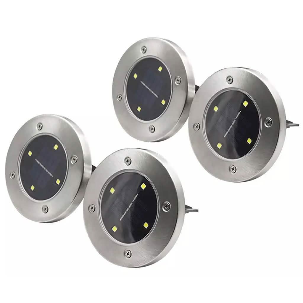 4-Piece: Disk Solar Powered Path Lawn Lights DailySale