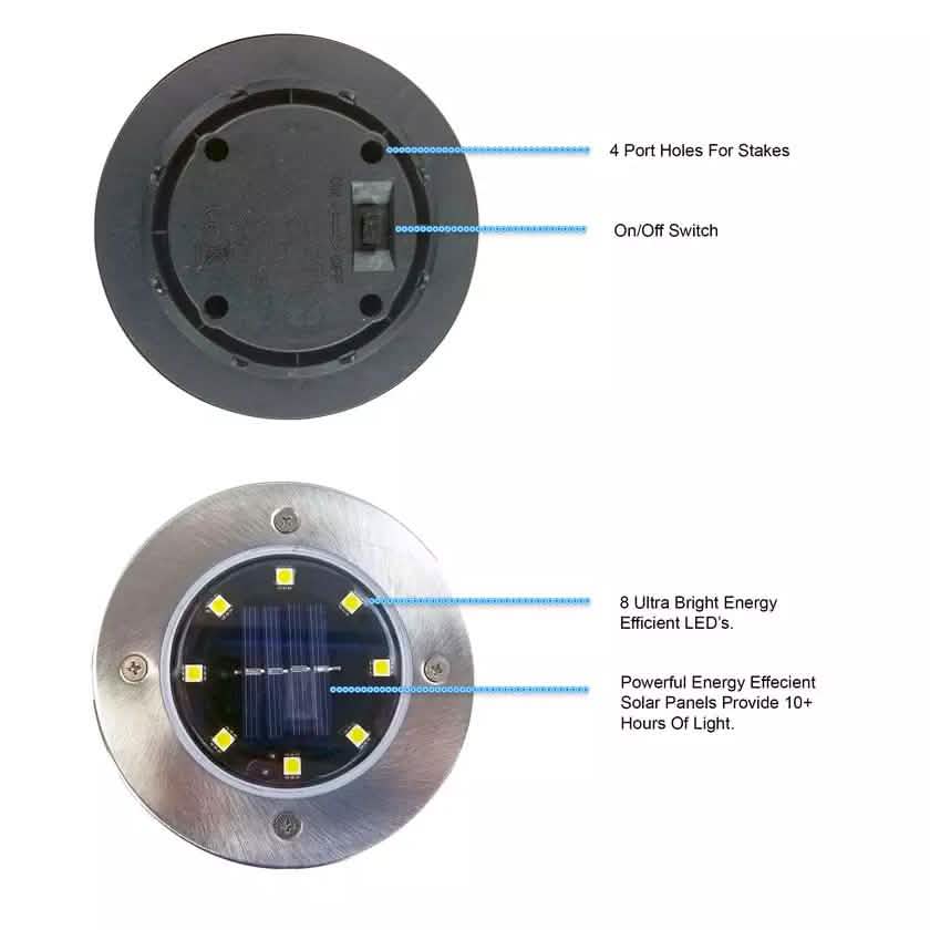 4-Piece: Disk Solar Powered Path Lawn Lights DailySale