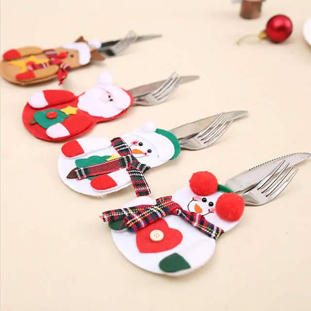 4-Piece: Holiday Tableware Sets Christmas Knife And Fork Bags DailySale