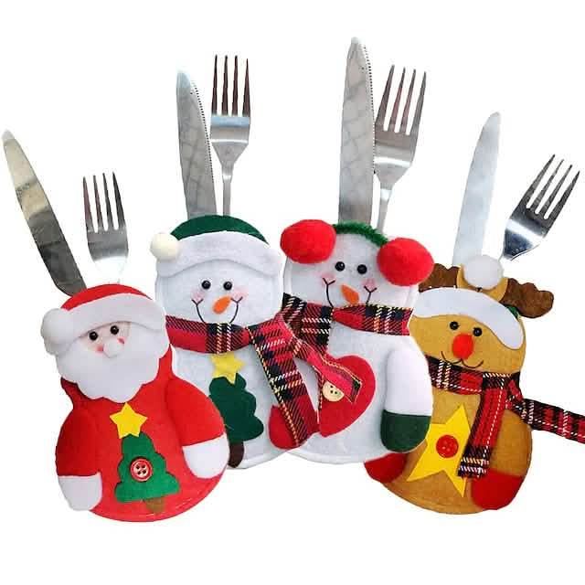 4-Piece: Holiday Tableware Sets Christmas Knife And Fork Bags DailySale