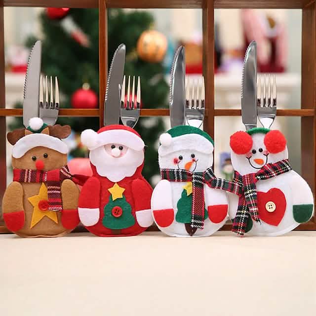 4-Piece: Holiday Tableware Sets Christmas Knife And Fork Bags DailySale