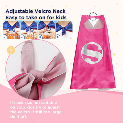 4-Piece: Kids Dress Up Superhero Capes Set and Slap Bracelets for Girls DailySale