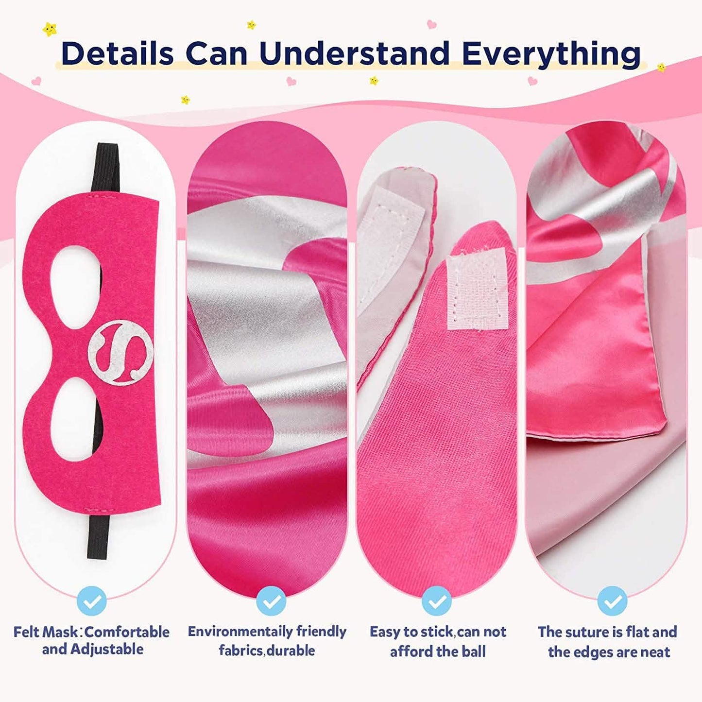 4-Piece: Kids Dress Up Superhero Capes Set and Slap Bracelets for Girls DailySale
