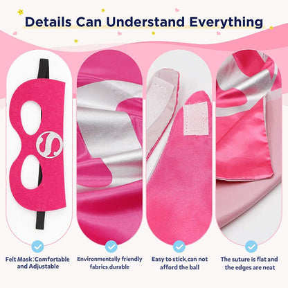4-Piece: Kids Dress Up Superhero Capes Set and Slap Bracelets for Girls DailySale