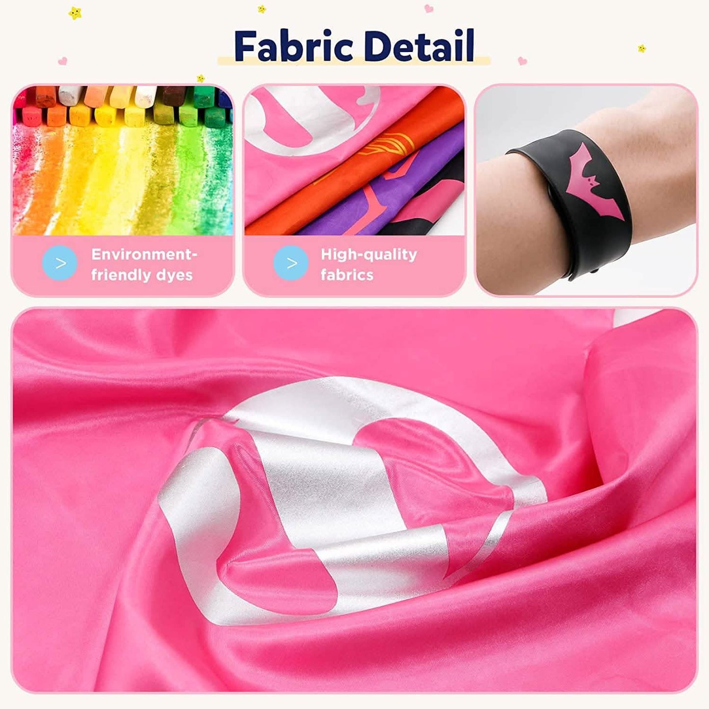 4-Piece: Kids Dress Up Superhero Capes Set and Slap Bracelets for Girls DailySale