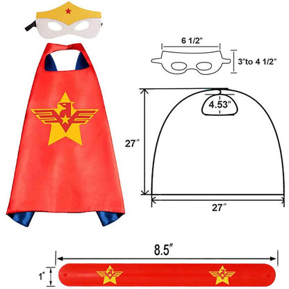4-Piece: Kids Dress Up Superhero Capes Set and Slap Bracelets for Girls DailySale