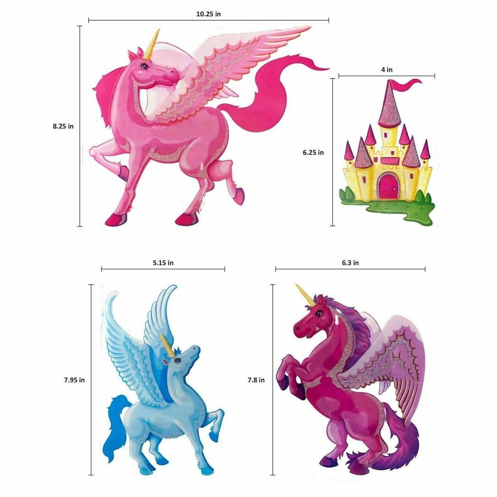 4-Piece: Malkin - Large Unicorn 3D Wall Decal Stickers Set DailySale