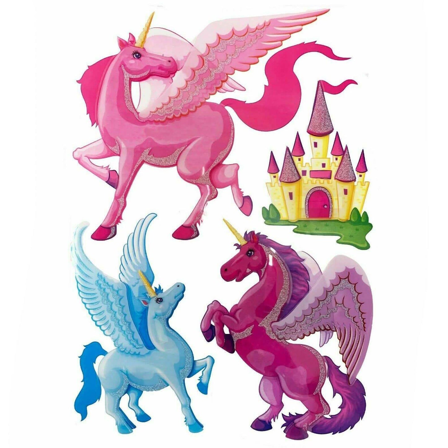4-Piece: Malkin - Large Unicorn 3D Wall Decal Stickers Set DailySale