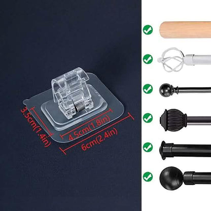 4-Piece: No Drill Curtain Rod Hook Holder DailySale