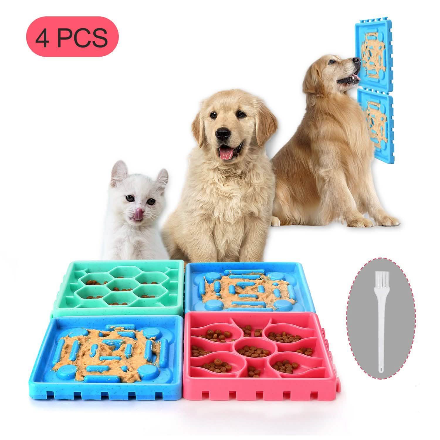 4-Piece: Pet Slow Feeder and Licking Tray Set DailySale
