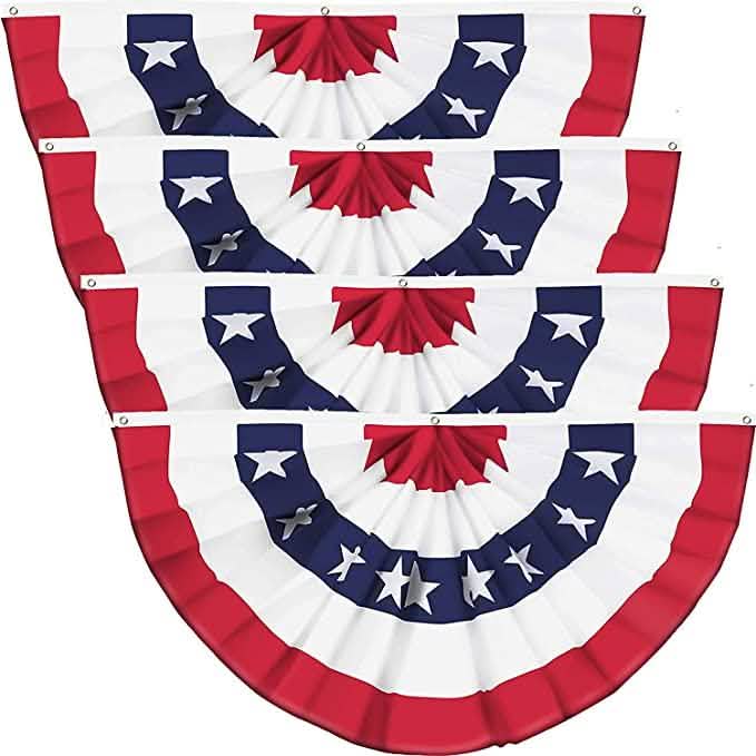 4-Piece: Pleated Patriotic Half-Fan Banner DailySale